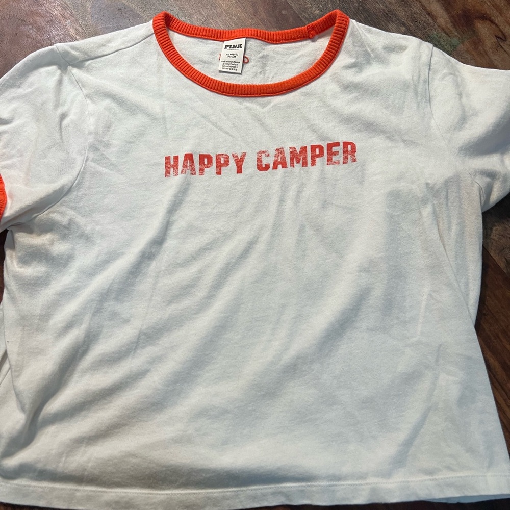 PINK Victoria's Secret White Tee with Red Trim